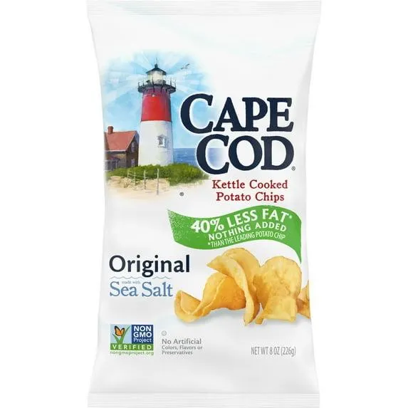Cape Cod Potato Chips, Less Fat Original Kettle Chips, 8 oz