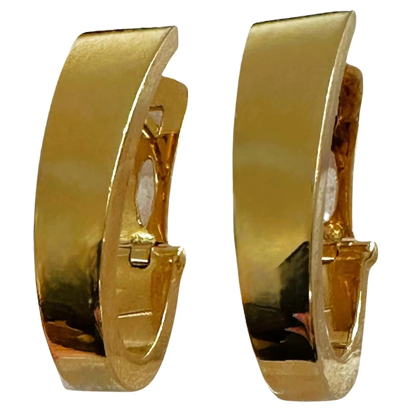 14k Yellow Gold Polished J Hoop French Clip Earrings - Hallmarked by Designer WD