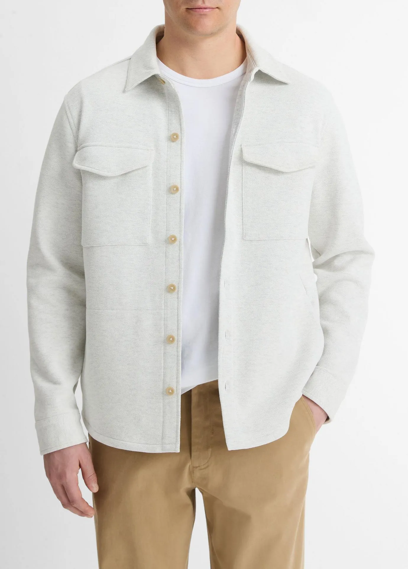 Double-Knit Cotton-Blend Piqué Shirt Jacket