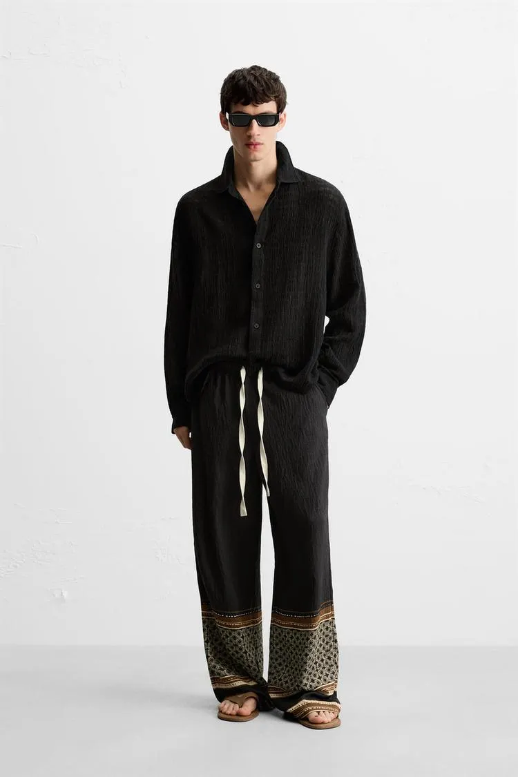 LINEN - COTTON JACQUARD SHIRT