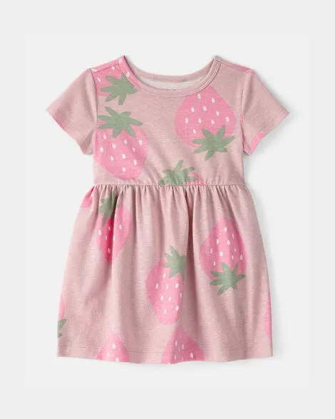 Baby Girl Strawberry Short-Sleeve Dress - Pink