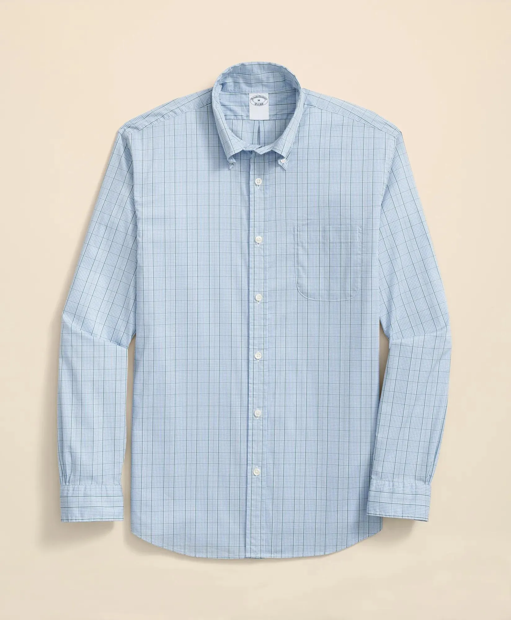 Performance Series Stretch Polo Button-Down Collar, Glen Plaid Sport Shirt