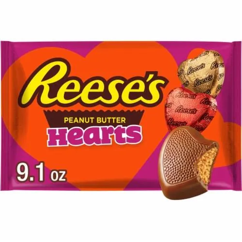 REESE'S Milk Chocolate Peanut Butter Creme Hearts Valentine Candy Bag