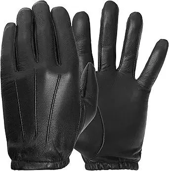 Guardia Men’s Leather Police Gloves for Law Enforcement Officers, Shooting, and Driving (Black) Sheepskin
