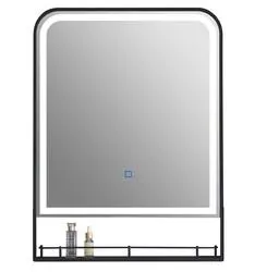 Tuscany® 24"W x 32"H Matte Black Framed LED Lighted Pharmacy Mirror with Defogger