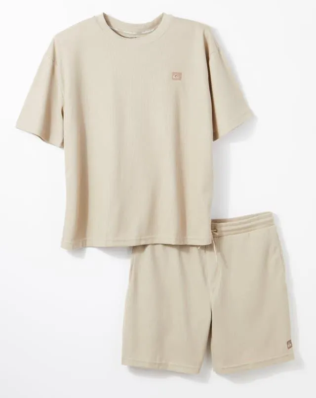 Quiksilver Mens 2 Pc Waffle Solid Knit Lounge Set