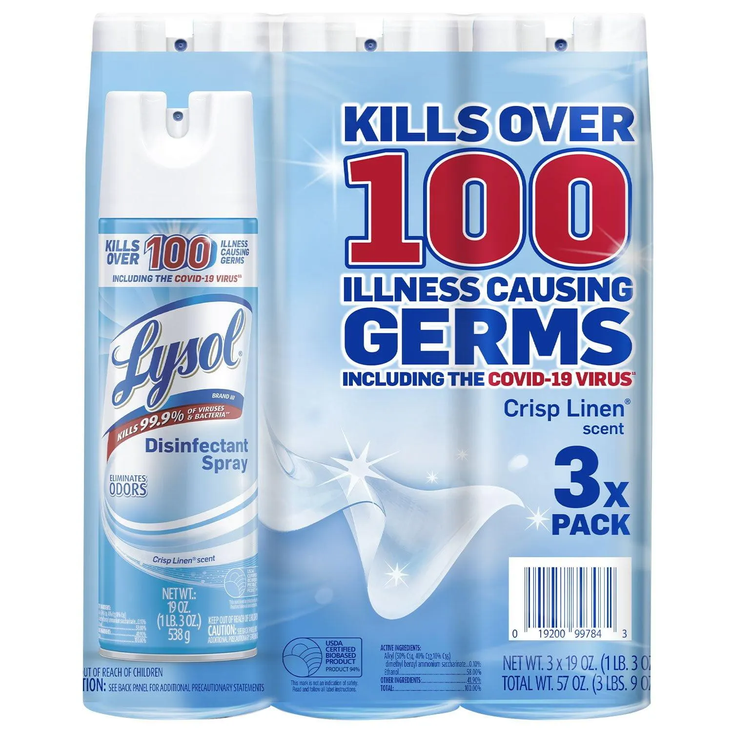 Lysol Disinfectant Spray, Crisp Linen 19 oz., 3 pk.