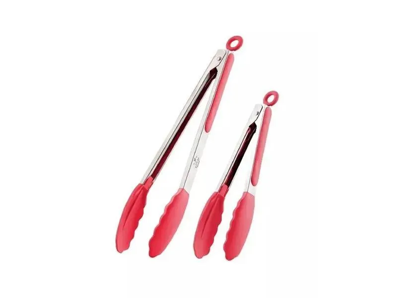 Zulay Kitchen Stainless Steel Kitchen Tongs with Silicone Tips - Set of 2