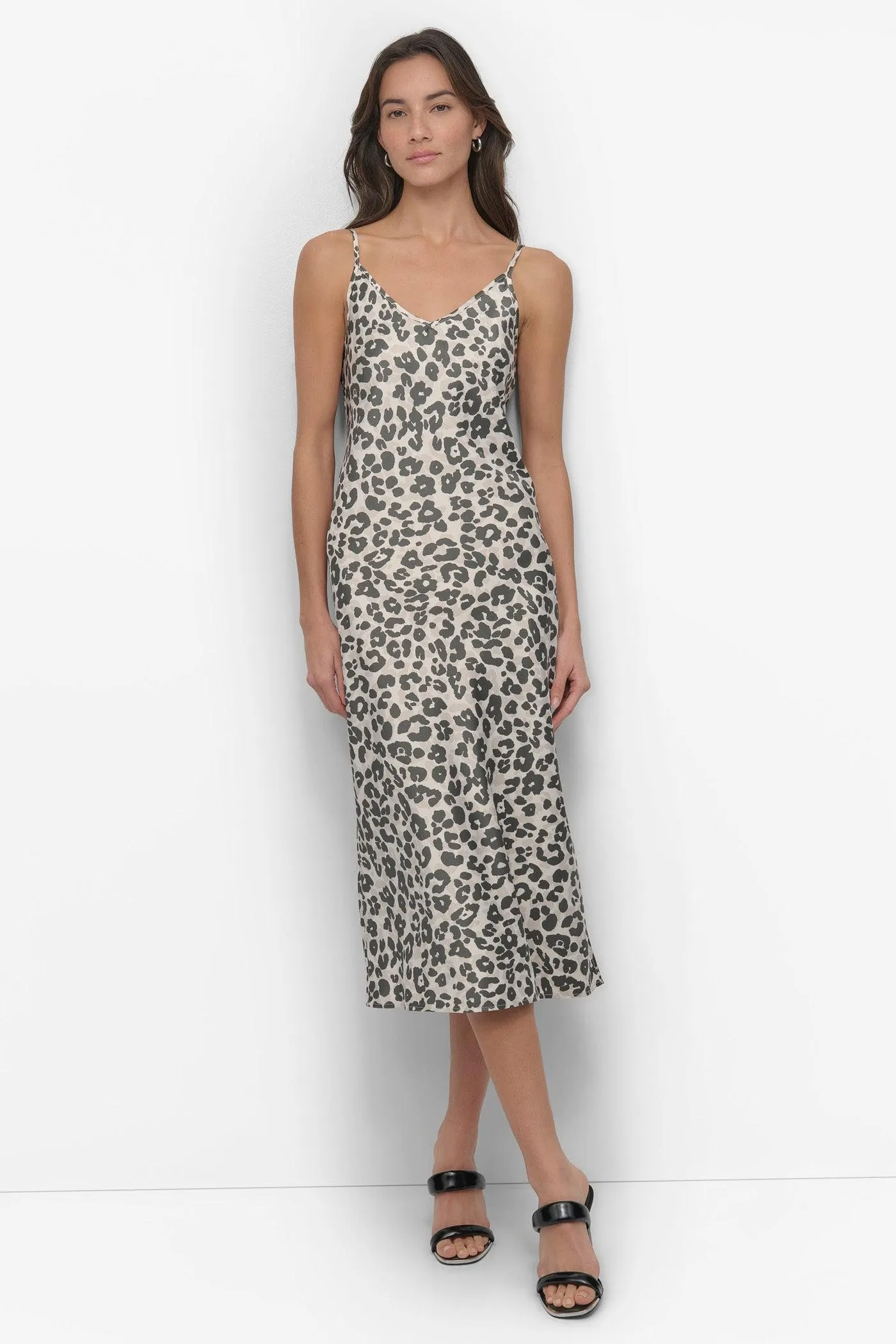 HIGH-SPLIT MIDI SLIP DRESS