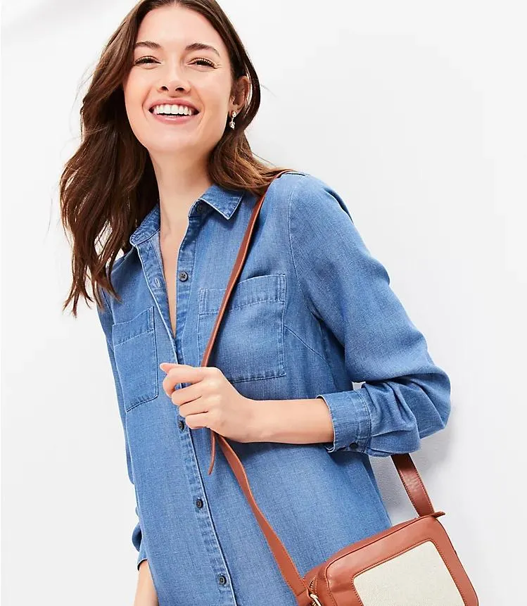 Chambray Midi Pocket Shirtdress