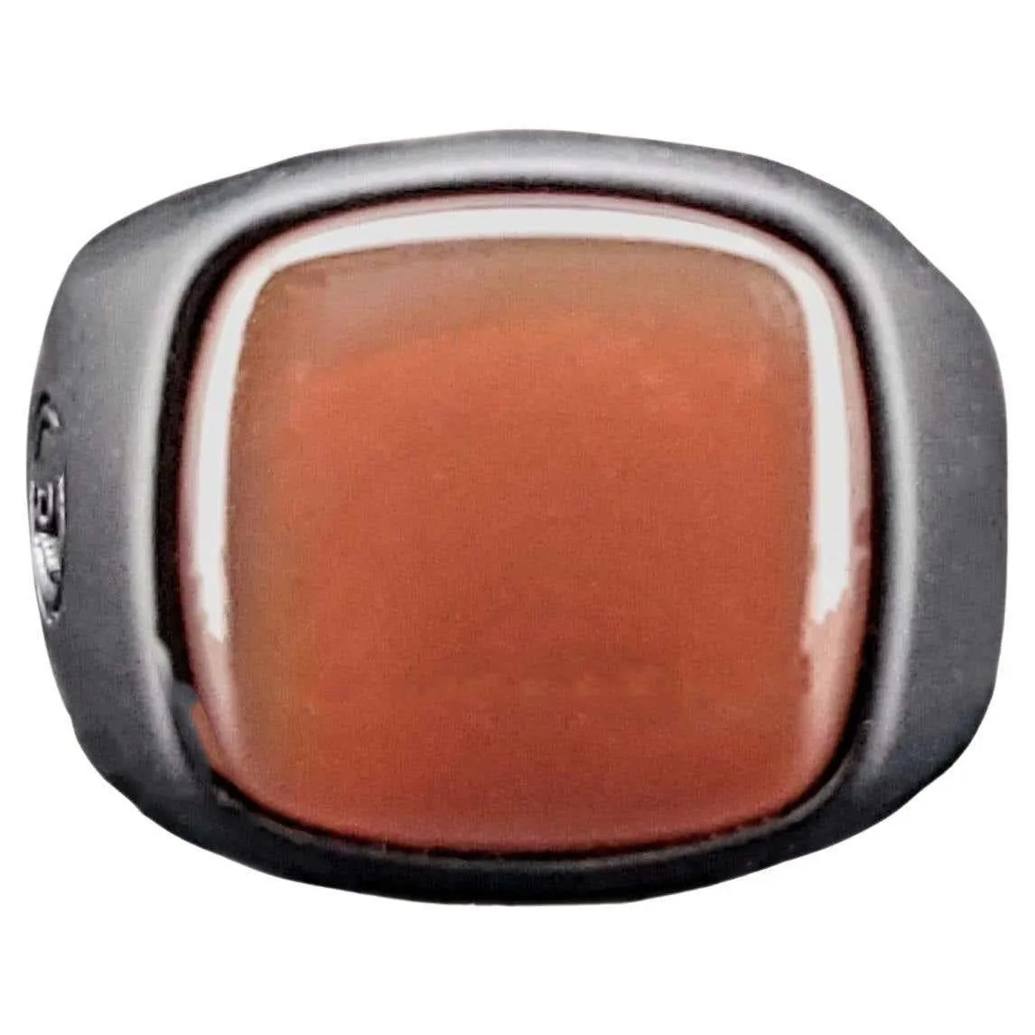 David Yurman Men's Exotic Red Stone Ring in Black Titanium