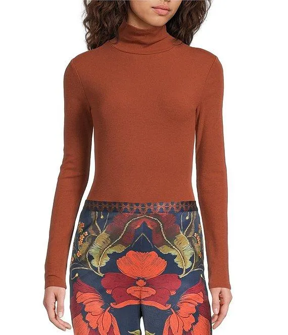 Jessica Knit Ribbed Turtle Neck Long Sleeve Bodysuit