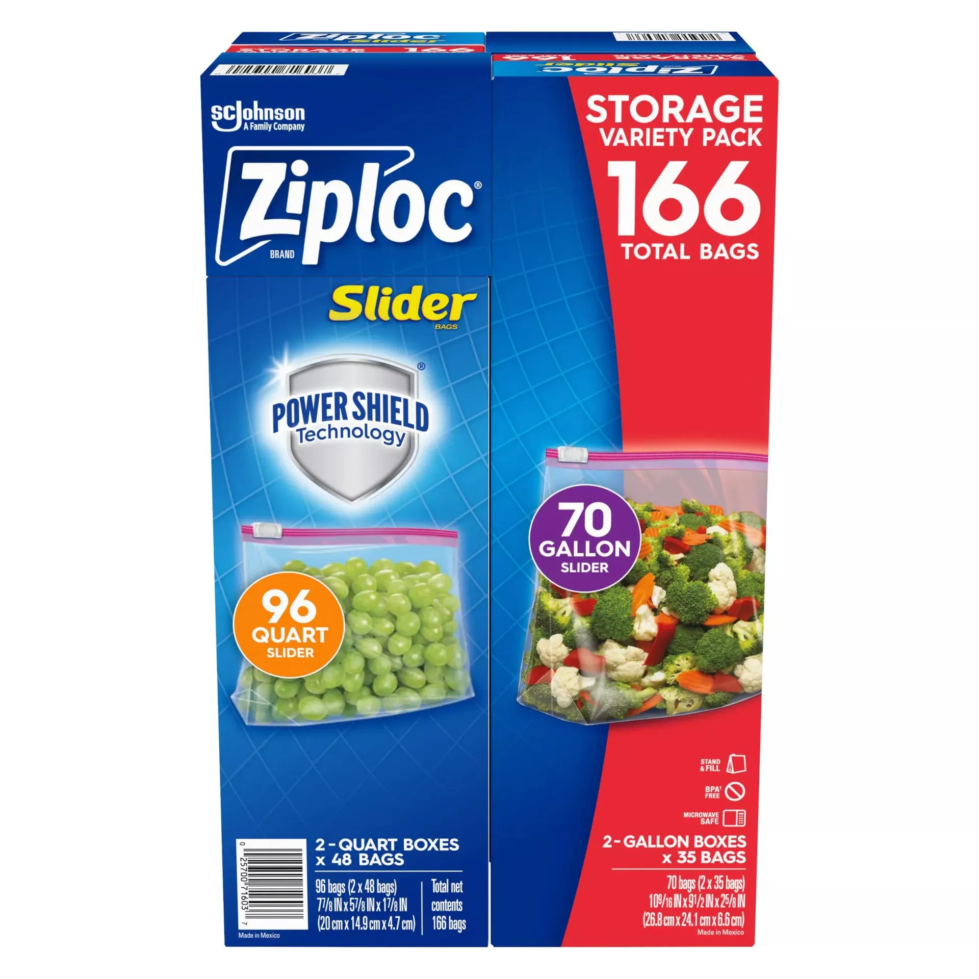 Ziploc Storage Slider Variety Pack, 166 ct.