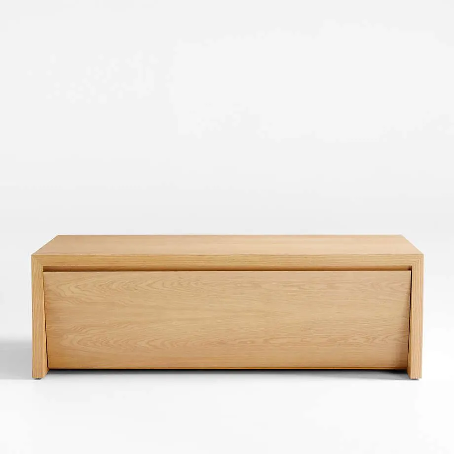 Vander Rectangular Natural White Oak Wood Storage Coffee Table