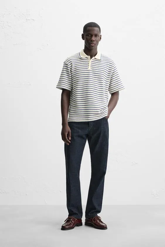 STRIPED JACQUARD POLO