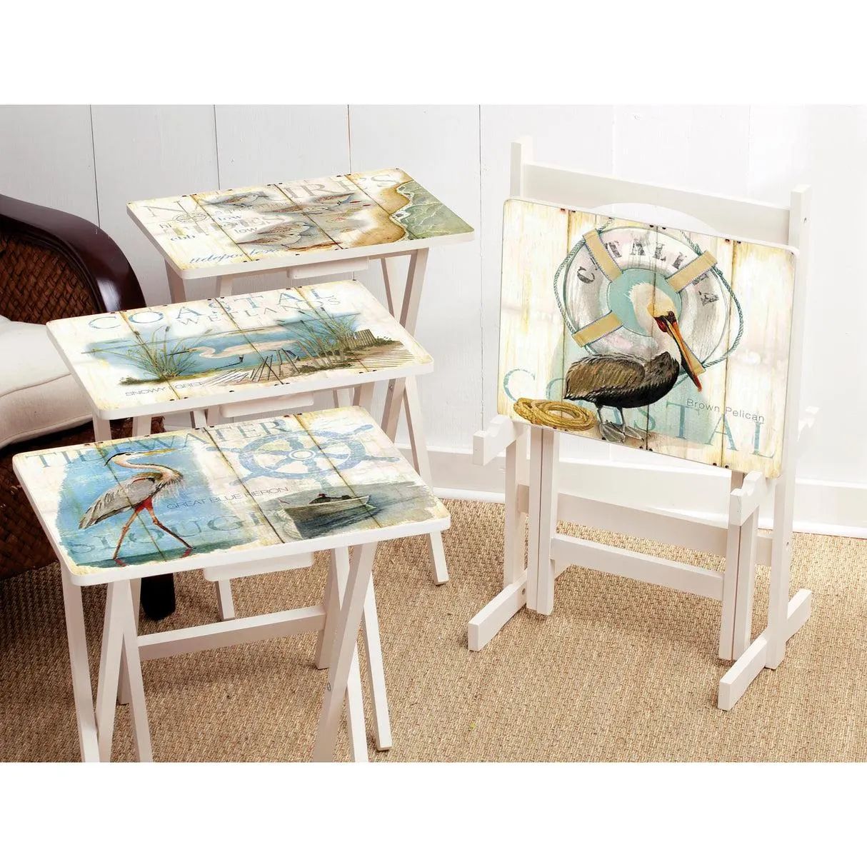 Shore Birds TV Tray Set with Stand