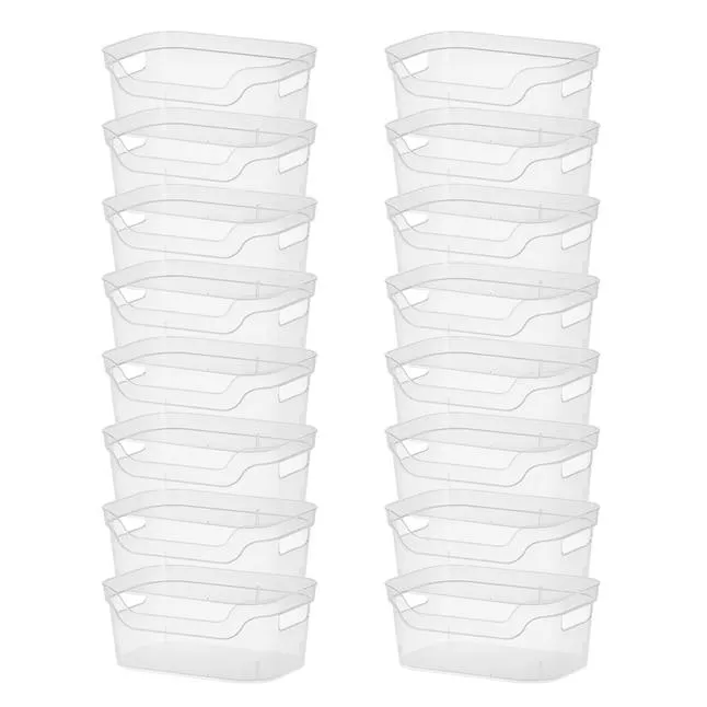 Sterilite 16 -Pack ( 9.5-in W x 13-in H x 5.25-in D ) Clear Plastic Stackable Bin