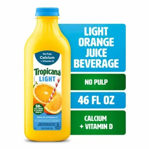 Tropicana Light Orange Juice Beverage, No Pulp, Calcium and Vitamin D