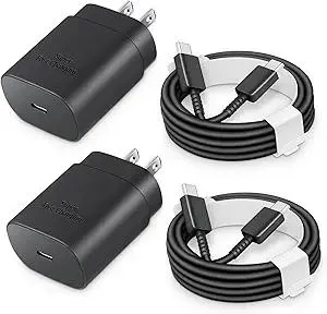 25W USB-C Fast Charger Block with C-to-C Cable [PD PPS Compatible] for Galaxy S24/S23/S22, Pixel 8/7, Z Flip 5, i Phone 16/15 - Compact Type C Charger