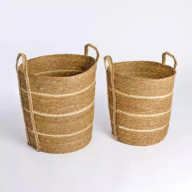 Natural Striped Baskets, Set of 2