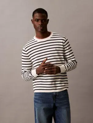 Smooth Cotton Striped Classic Sweater
