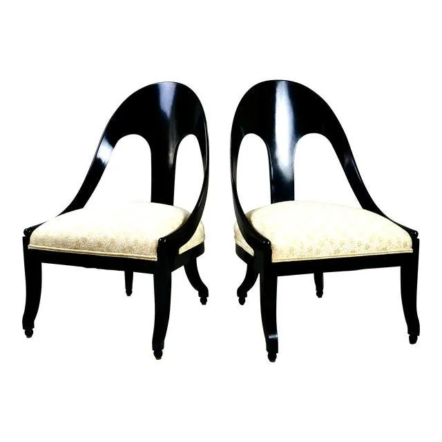 Mid 20th Century Neoclassical Spoon Back Chairs, a Pair