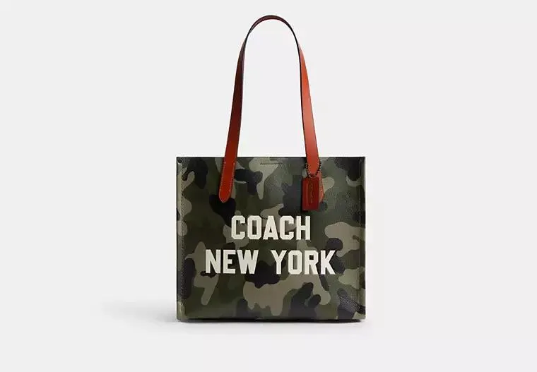 Relay Tote Bag 34 With Camo Print And Coach Graphic