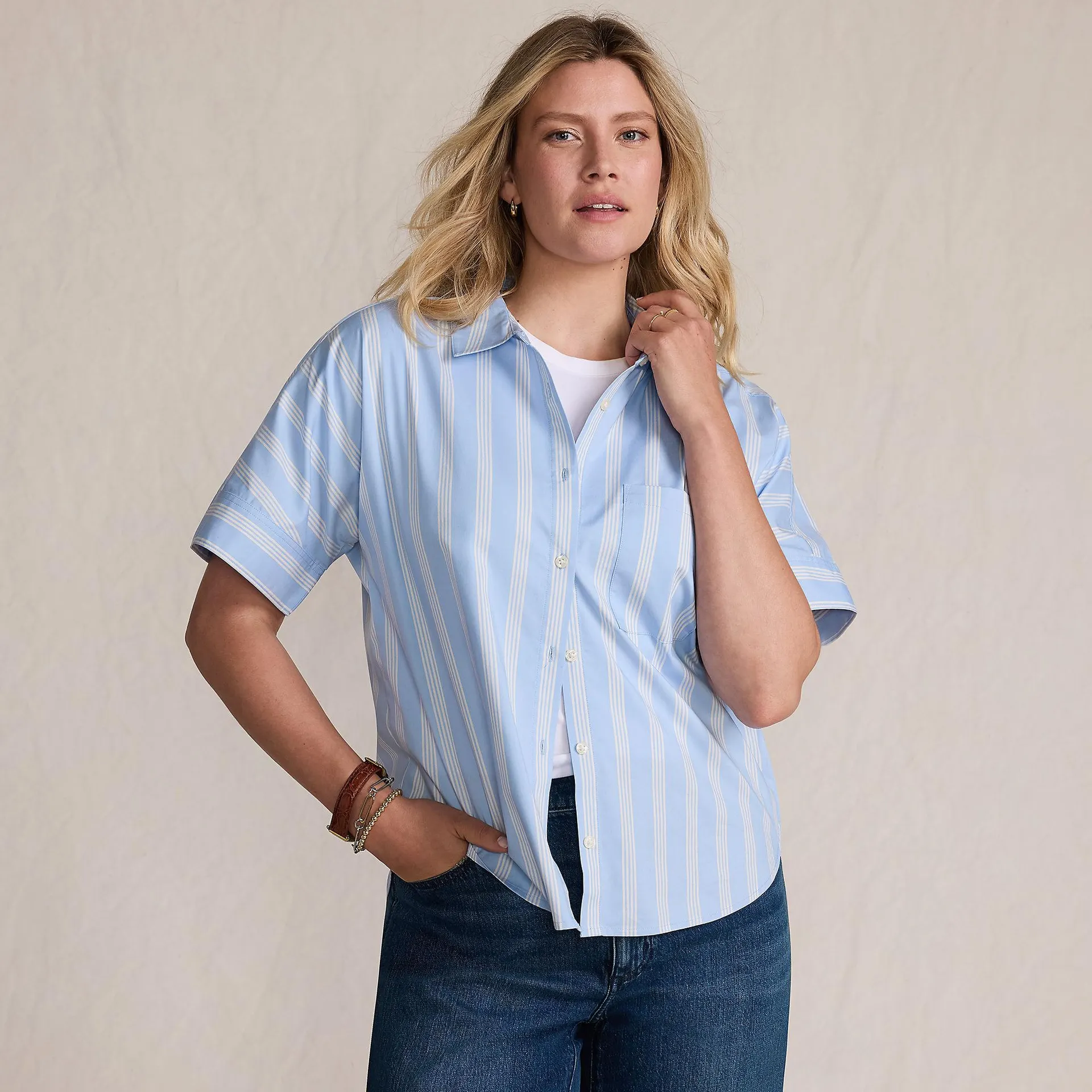 Women's Cooling Elbow Sleeve Button Front Shirt