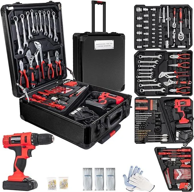 18V Electric Power Drill Set, Power Tool Set, Cordless Drill for Men, Household Home DIY Hand Tool Kits,18+1 Clutch Cordless Power Drill Set for Thanksgiving, Christmas,Father's Day Gifts(Black)