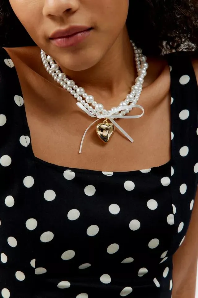 Pearl Heart Choker Necklace
