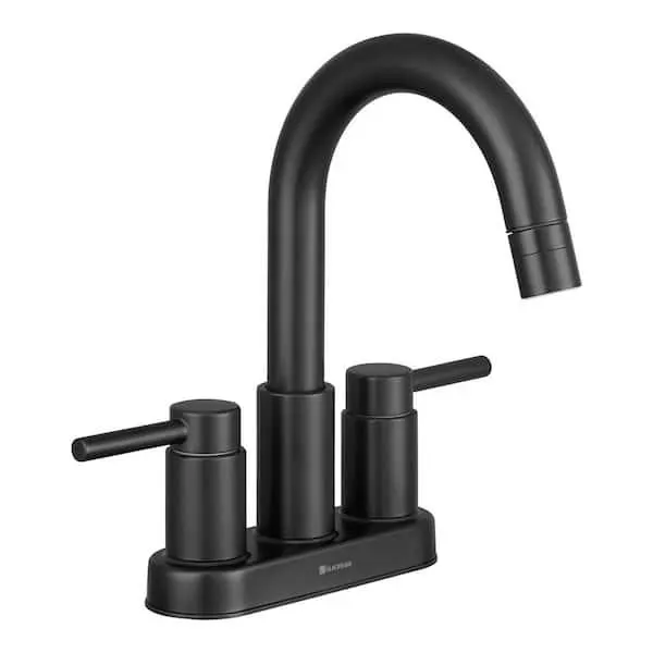 Dorind 4 in. Centerset Double-Handle Pull Down Bathroom Faucet in Matte Black