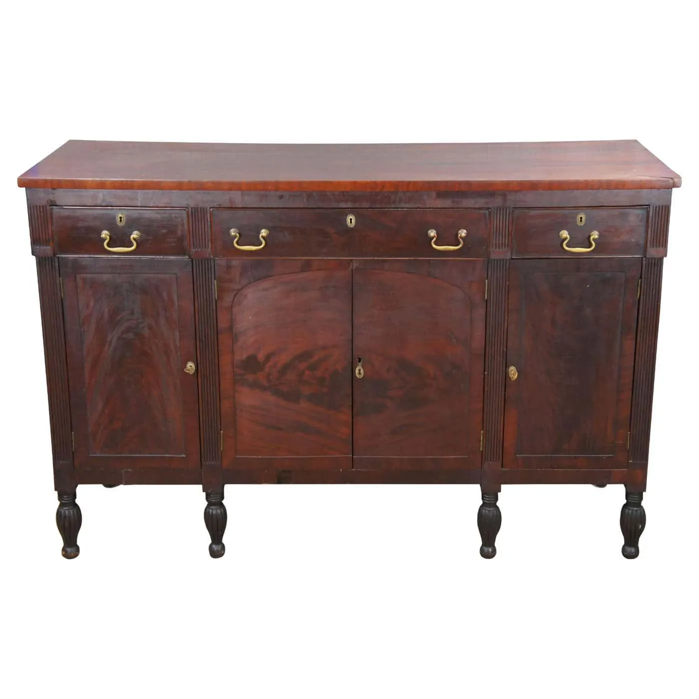 Antique Victorian American Empire Flame Mahogany Buffet Sideboard Console 62"