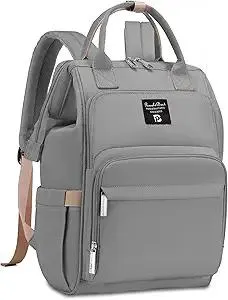 Pomelo Best Diaper Bag Backpack Stylish Waterproof Multifunctional Large Baby Bag with Changing Mat and Stroller Straps (Light Grey)