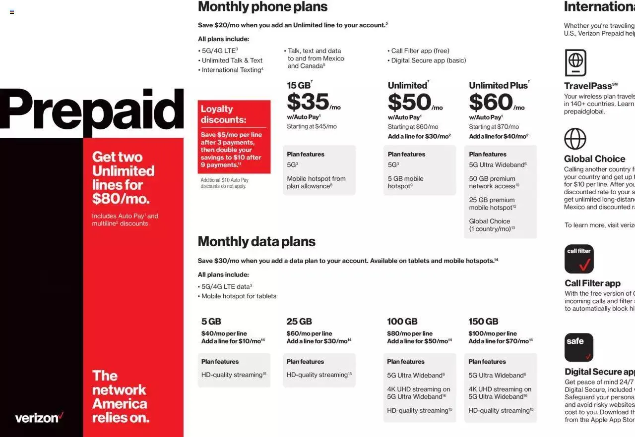 Weekly ad Verizon - Prepaid Brochure from August 1 to December 31 2024 - Page 1