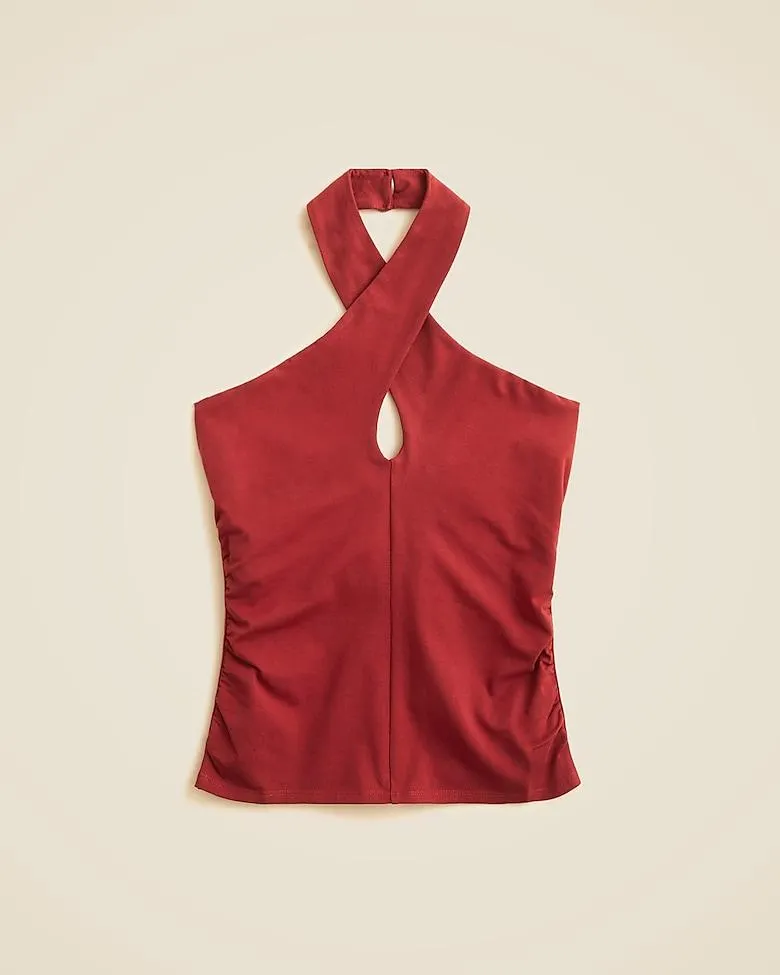 Stretch cotton halter top