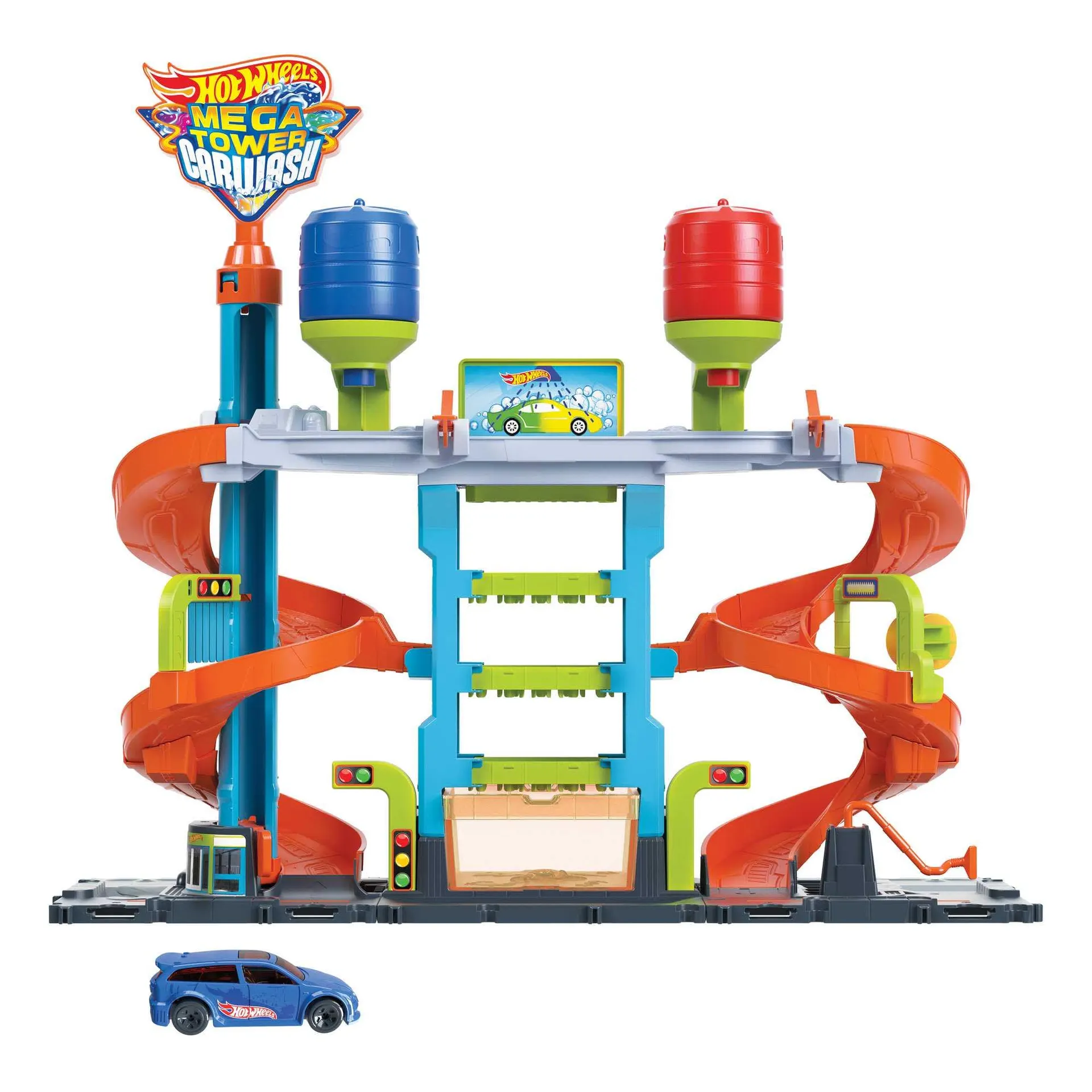 Hot Wheels City MEGA Car Wash With 1 Color Shifters Car, Toy For Kids