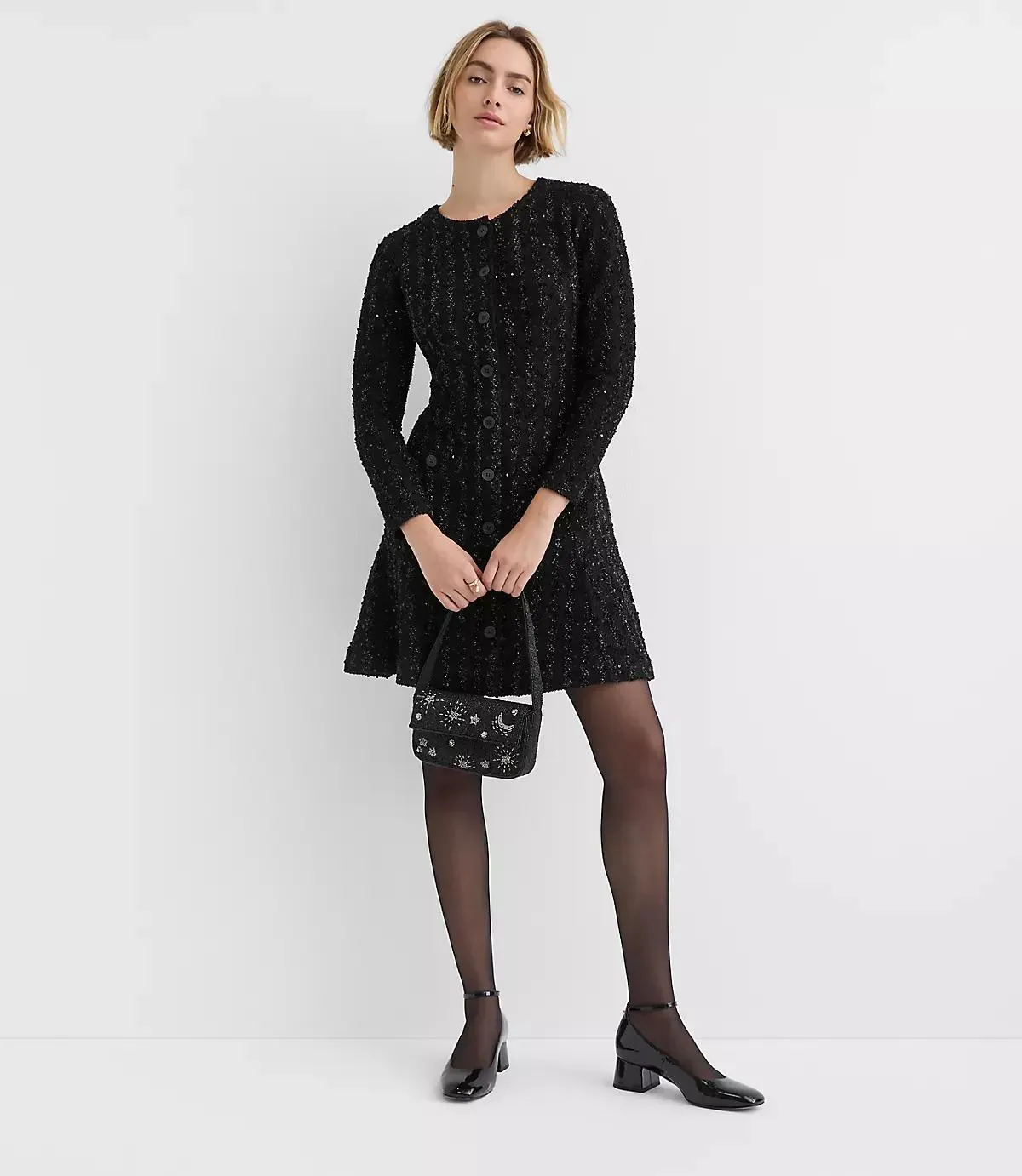 Shimmer Boucle Mini Pocket Dress