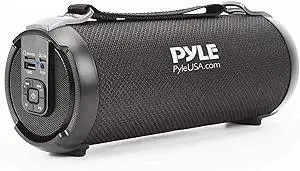 Pyle Wireless Portable Bluetooth Boombox Speaker – Rechargeable Music Barrel with AUX Input, USB/SD/MP3 Playback, FM Radio, 2.5" Tweeter – Loud Stereo Sound for Travel, Parties, Outdoors (PBMSPG3BK)