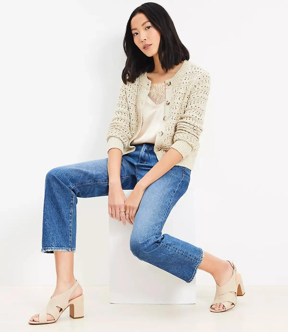 Shimmer Pointelle Cardigan