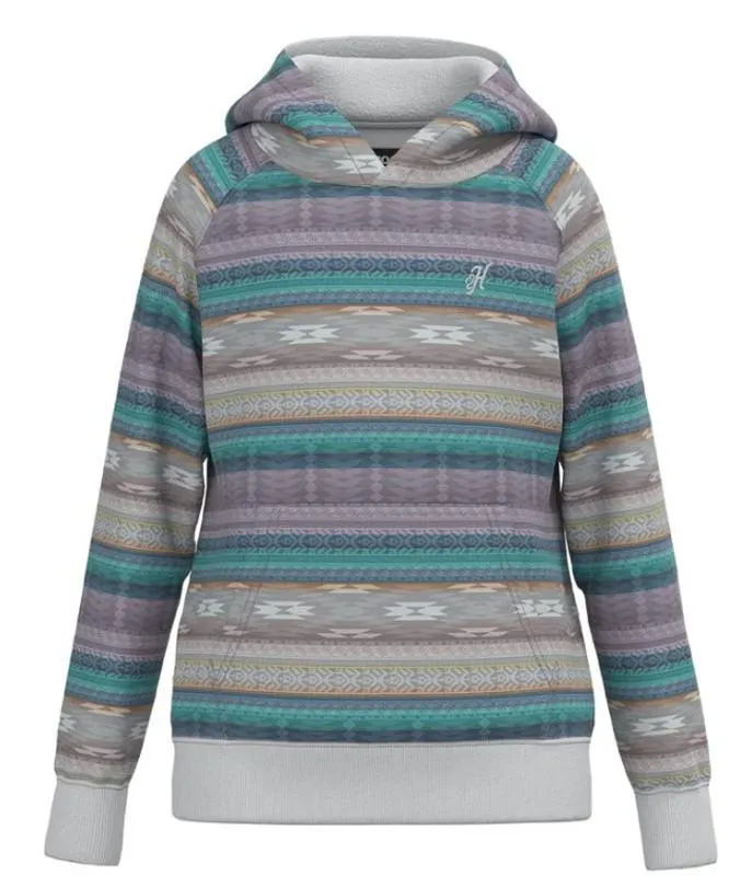 Hooey Youth Girls "Legendary Hoody" Purple, Teal & Tan Serape Print Long Sleeve Pullover