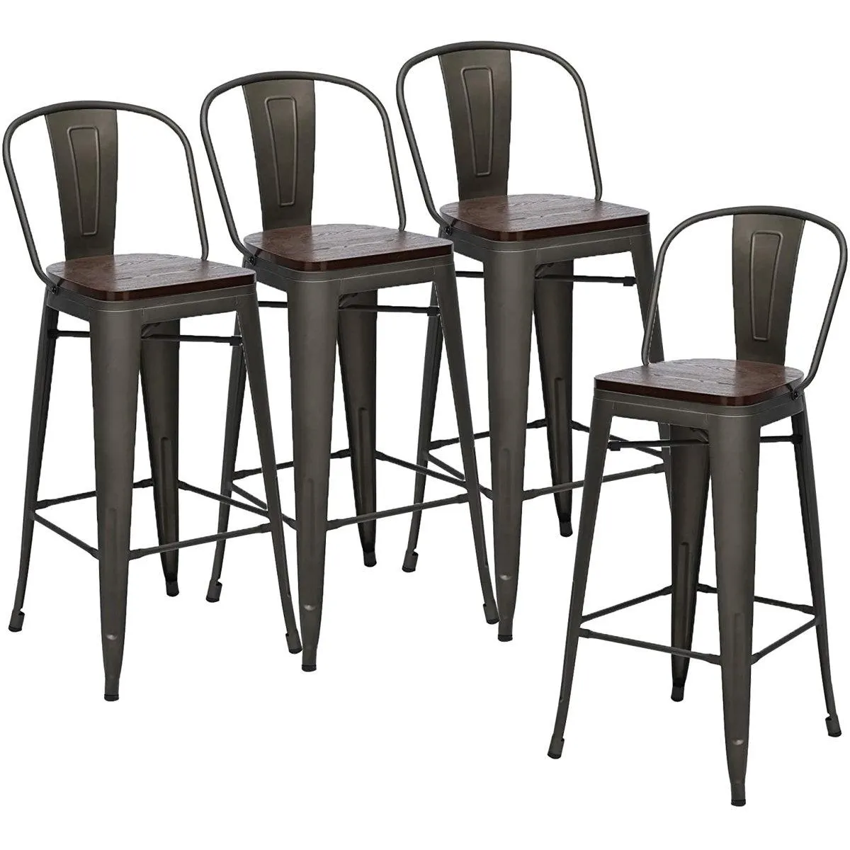 Burney Counter Stool with Metal Frame (Set of 4)