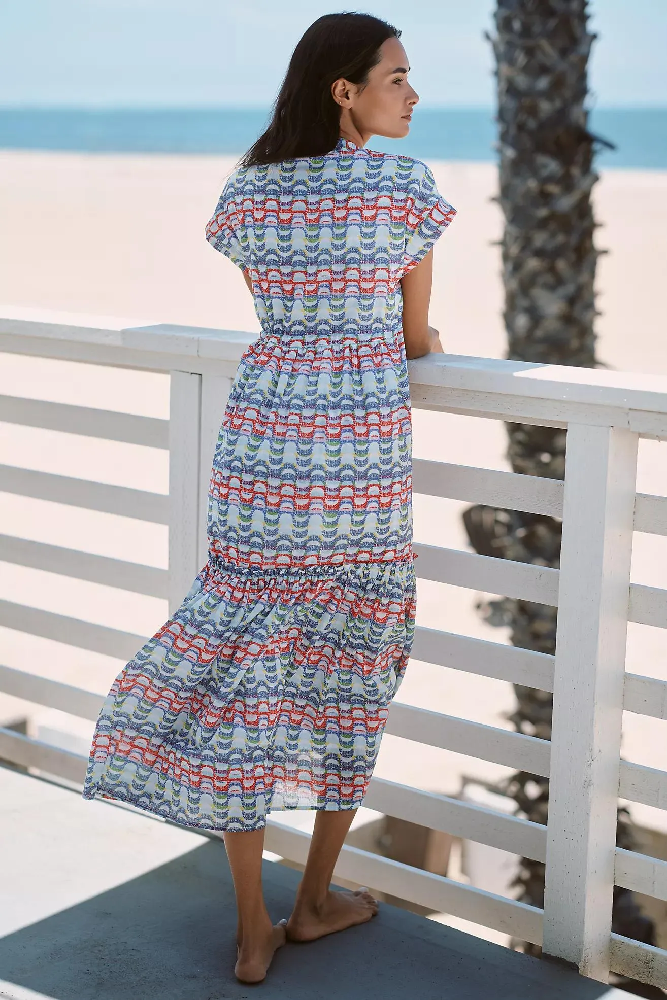 Ro's Garden Mumi Cap-Sleeve Midi Dress