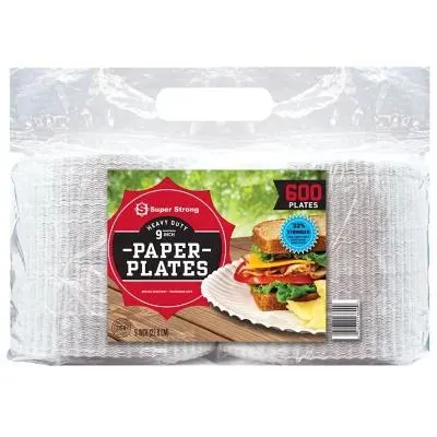 Super Strong Heavy-Duty Paper Plates, 9", 600 ct.