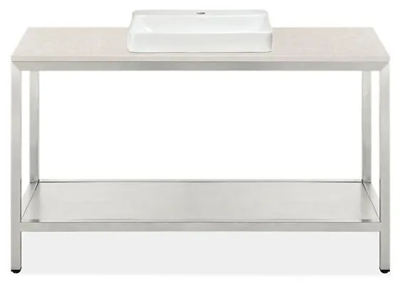 Parsons 60w 21.75d 37.25h Vanity in SS w/Light Grey Top & 1-Hole Vox Vessel Sink