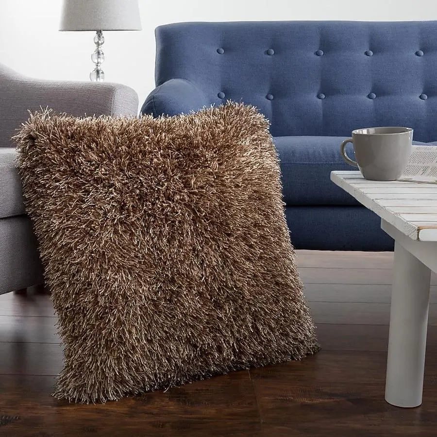 Hastings Home Throws 24-in x 24-in Brown Indoor Decorative Pillow