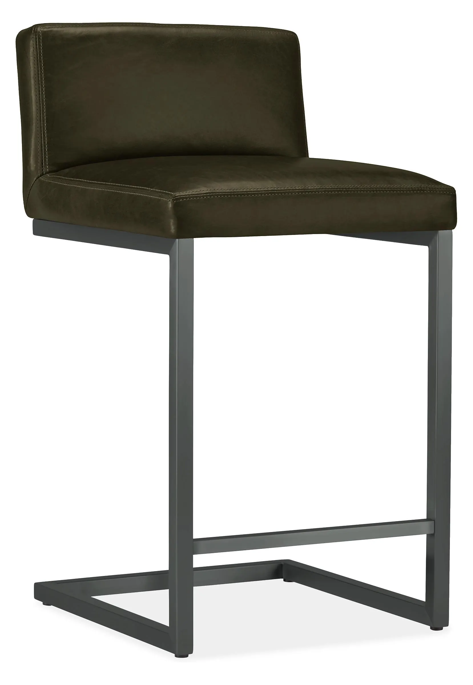 Lira Counter Stool in Palermo Olive Leather with Graphite Legs