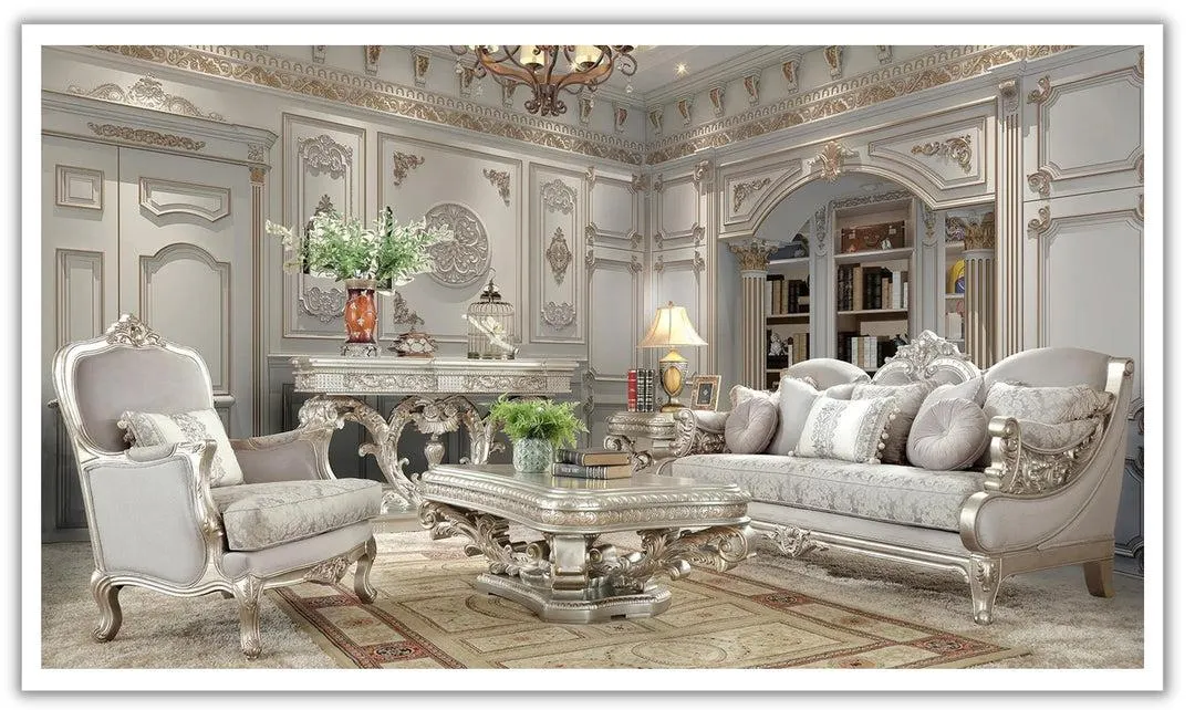 Homeydesign Rosella 2-Seater Fabric Sofa in Metallic Silver Finish