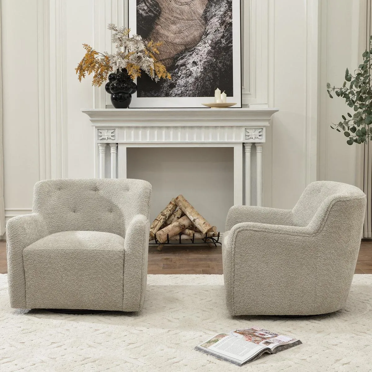 Fae Chenille Swivel Accent Chair (Set of 2)