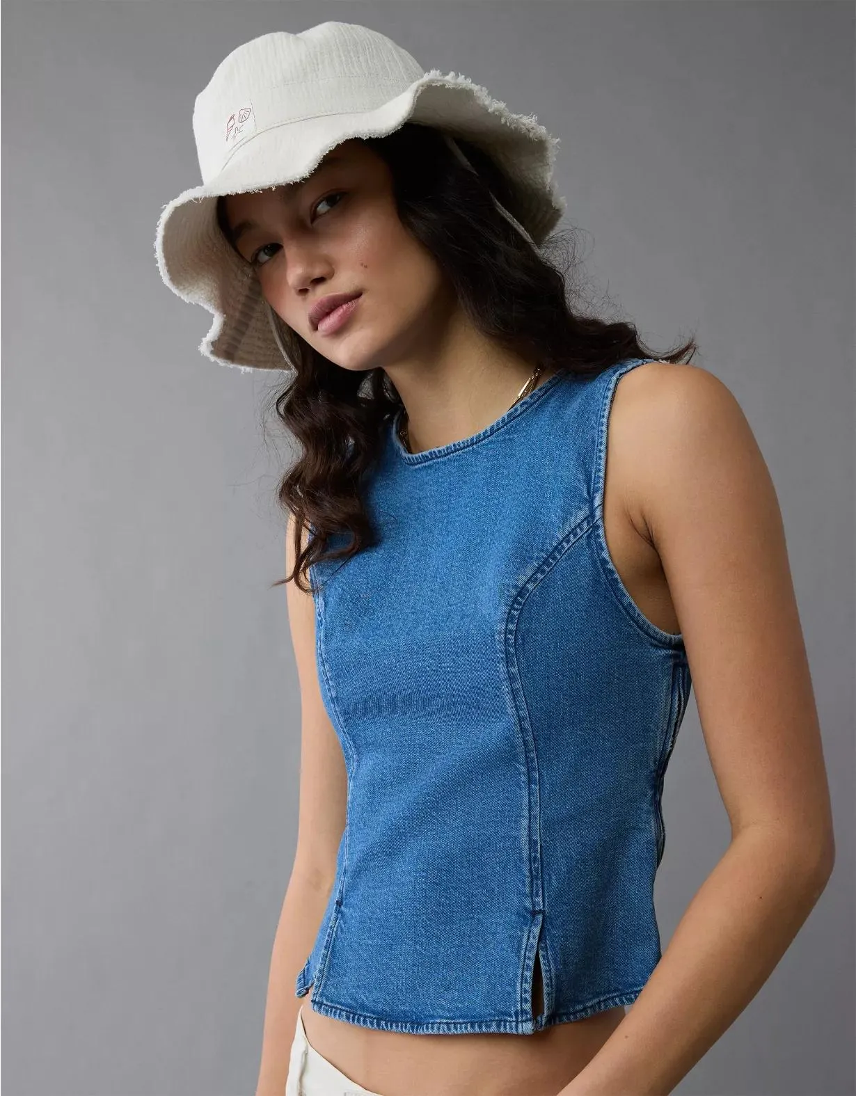 AE High Neck Denim Tank Top