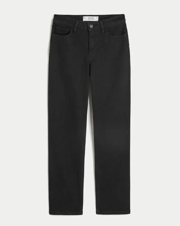 High-Rise Black Straight Jeans